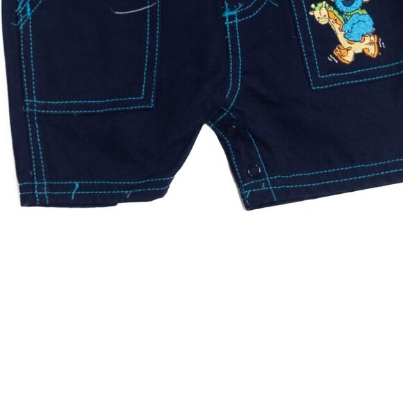 Baby Boys 2-Piece Outfit Set Size 3/6M With Safari Embroidered Overalls & Blue - Picture 4 of 8